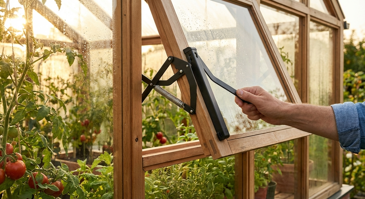 Automatic window opener for greenhouses
