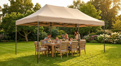 Pop up gazebo in latte colour with steel frame for outdoor events - view 3