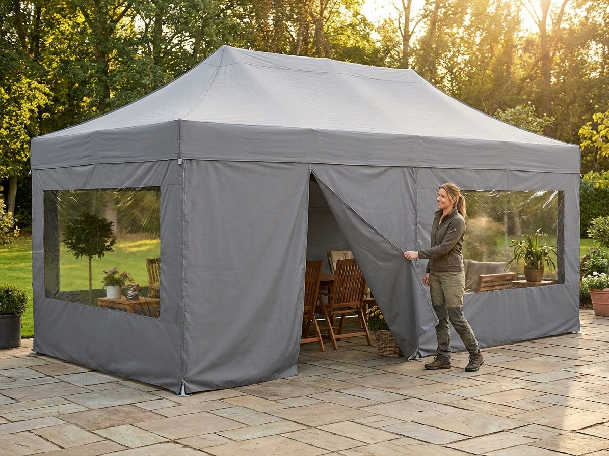 Grey sidewall kit for 4x8 m gazebo