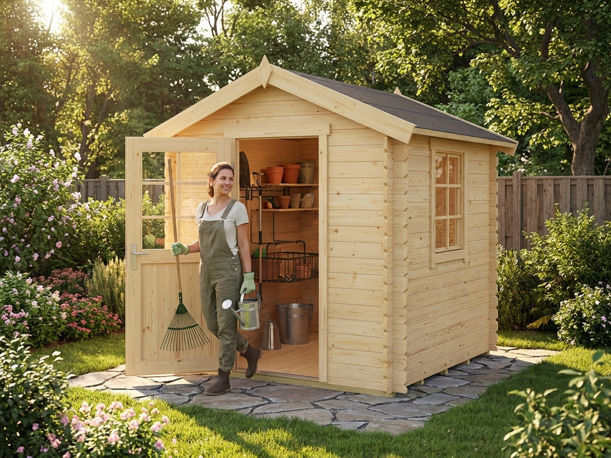 Wooden garden shed 2x2x2.34 m in natural colour, Nordic Spruce