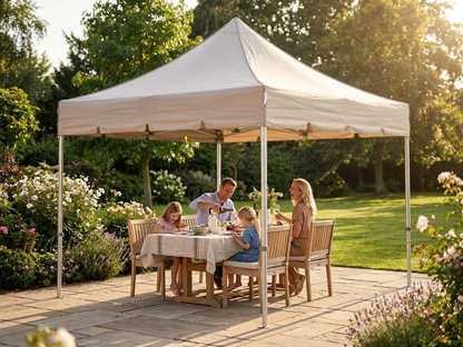 Pop up gazebo with aluminium frame in latte colour for outdoor use