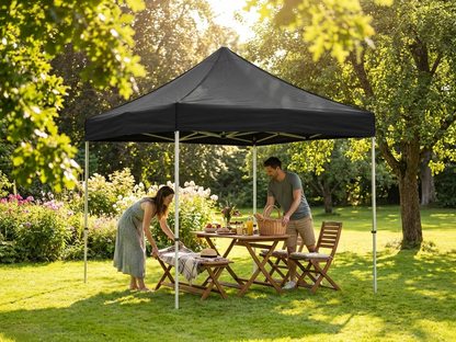 Pop up gazebo 2x2 m black with steel frame and polyester roof for outdoor use - view 3