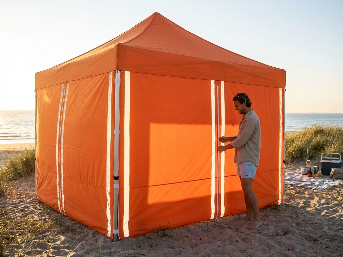 Pop up gazebo sidewall in orange, 3x3 m size - product detail