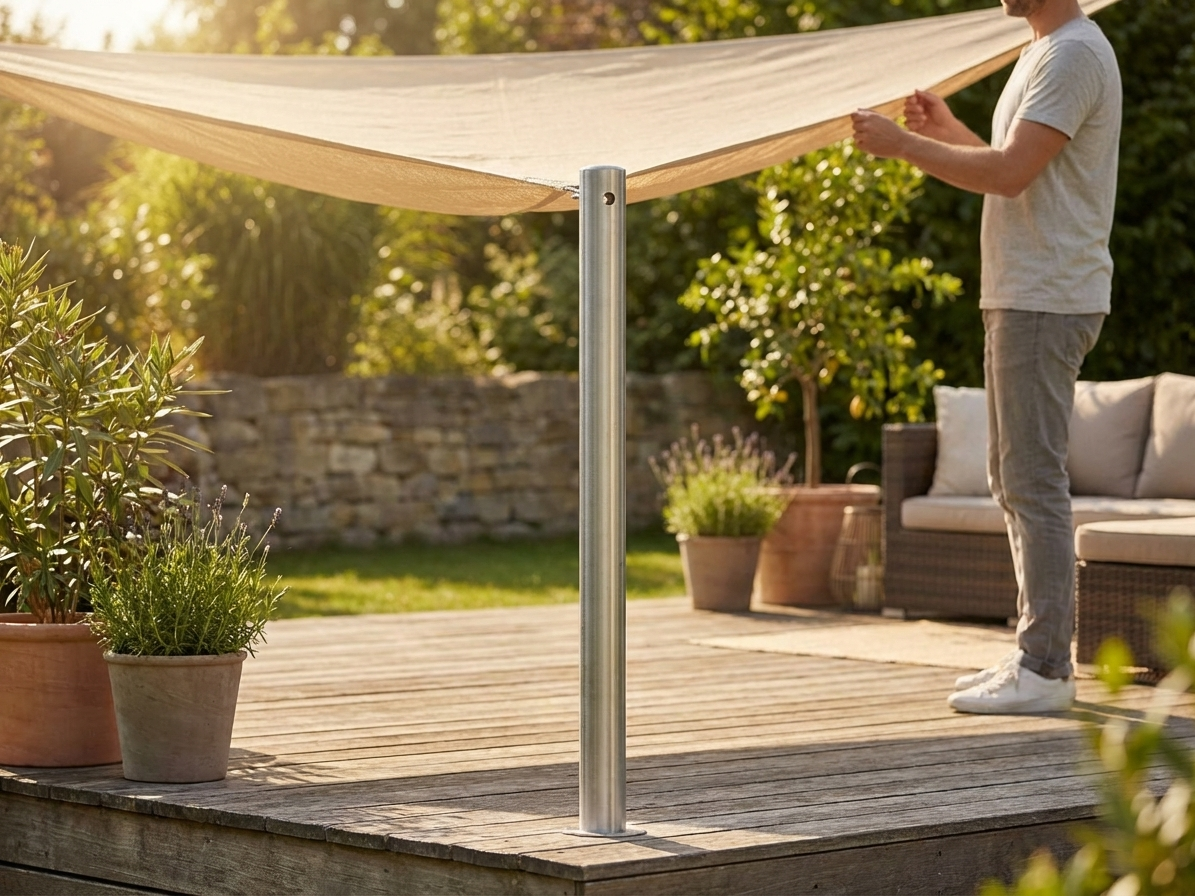 Galvanised steel pillar silver 50x1640 mm for industrial use - view 3