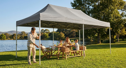 3x6m grey pop-up gazebo with aluminium frame for outdoor events - product detail
