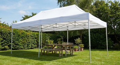 White pop-up gazebo 4x6m with aluminium frame for outdoor use