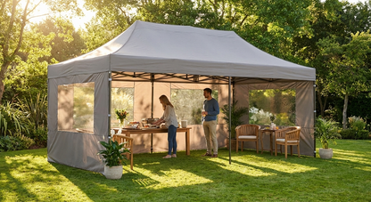 Large pop-up gazebo in latte with aluminium frame for outdoor events - product detail