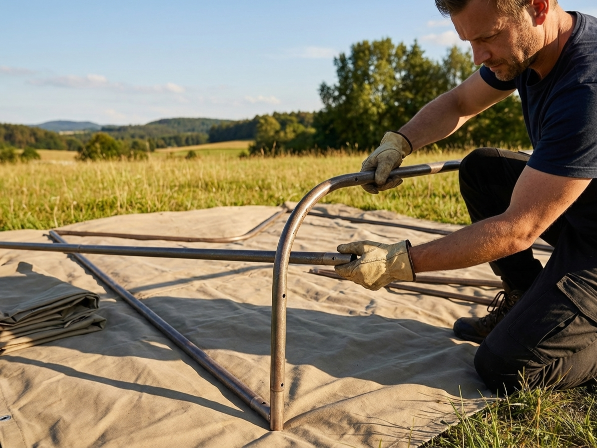 Galvanised steel corner arch for storage tent in silver - view 3
