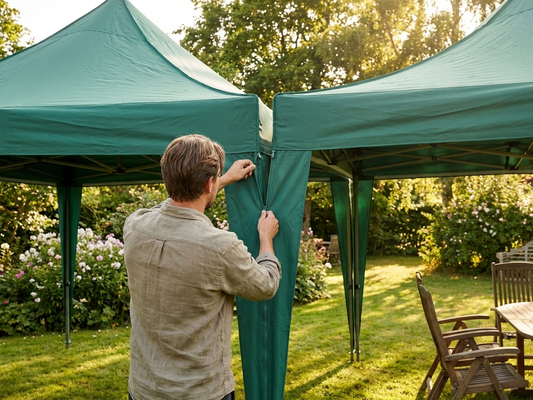 Green infill joint panels for gazebo, made from polyester with PVC backing - product detail