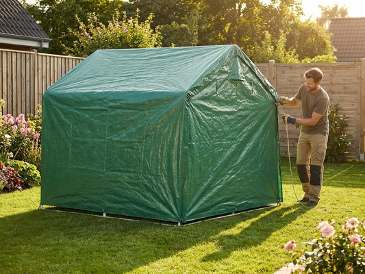 Green polyethylene roof cover for 2.4x2.4m storage tent