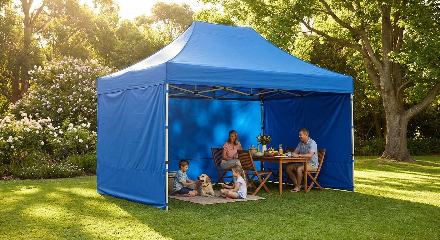 Blue pop-up gazebo with aluminium frame for outdoor events - view 3