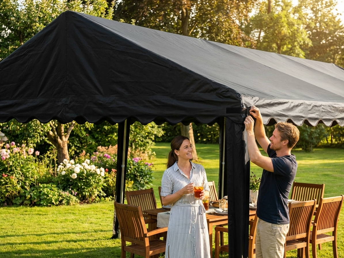 Black PVC/Polyester marquee roof cover 4x6 m - view 3