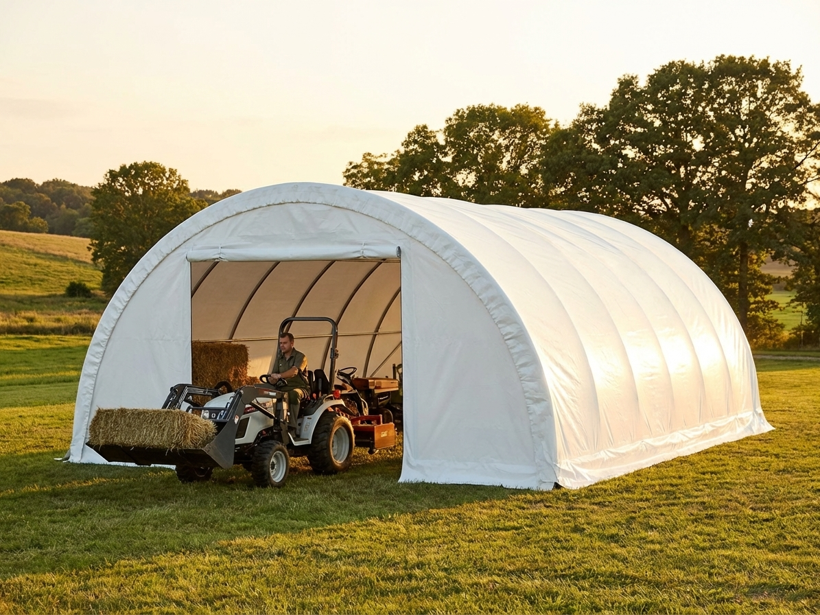 PVC Arched Storage Tent in White for Industrial Use - view 3