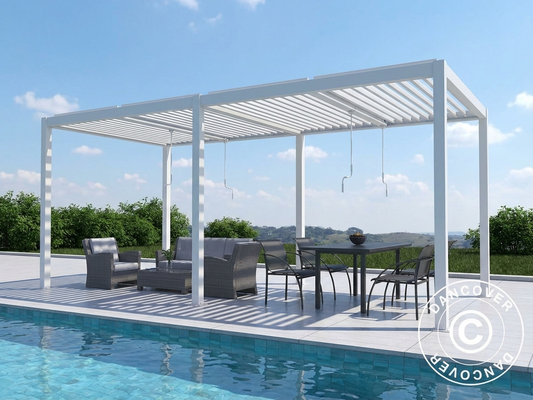 Bioclimatic pergola gazebo 3x5.8m white aluminium outdoor - product detail