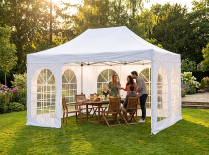 White pop-up gazebo with steel frame for outdoor use - view 3
