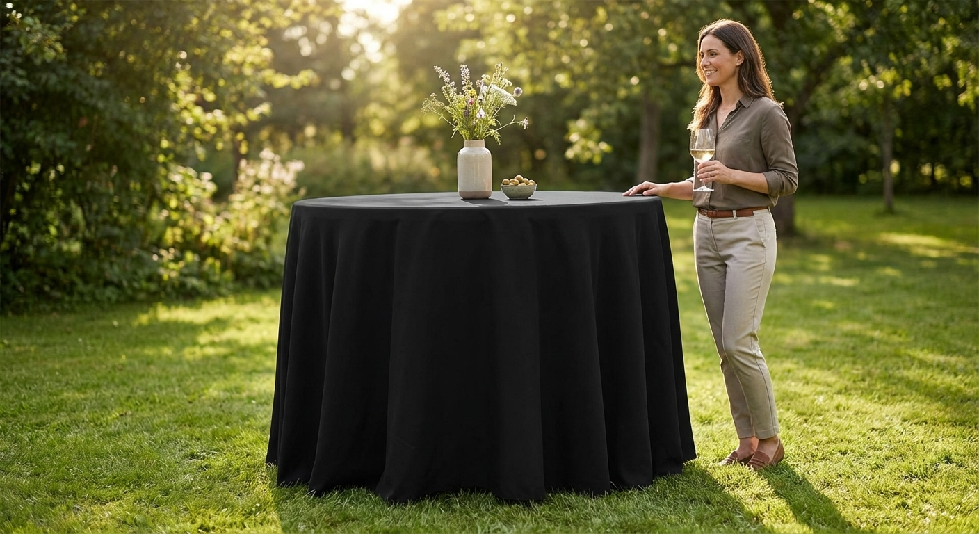 Black stretch table cover for events - view 3