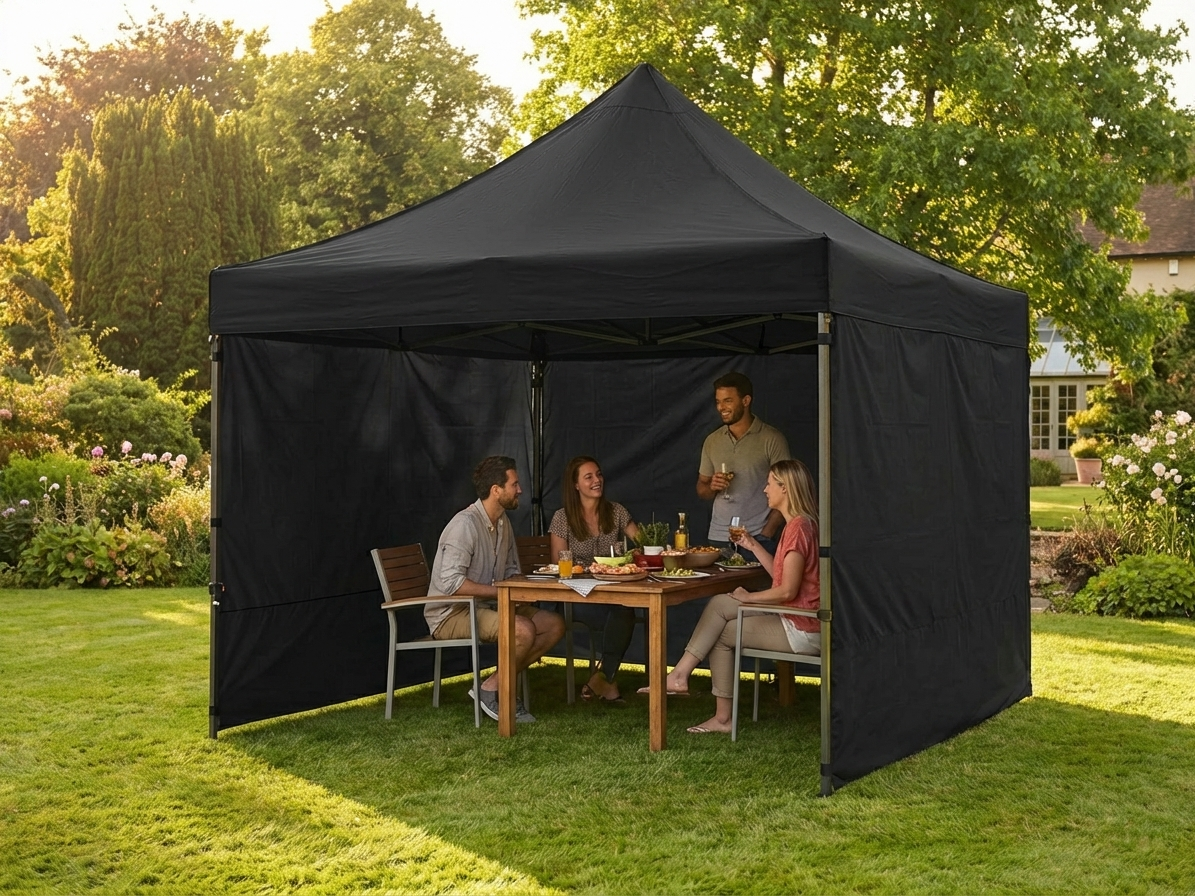 Black pop-up gazebo with aluminium frame for outdoor events - product detail