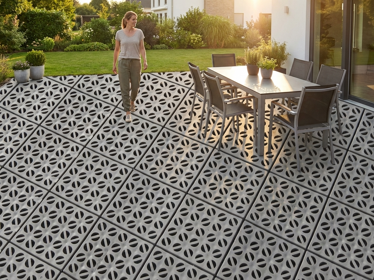 Grey plastic flooring made from high quality polyethylene - product detail