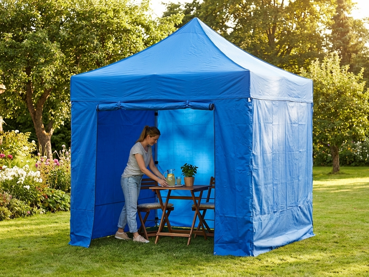 Blue pop-up gazebo with aluminium frame for outdoor events