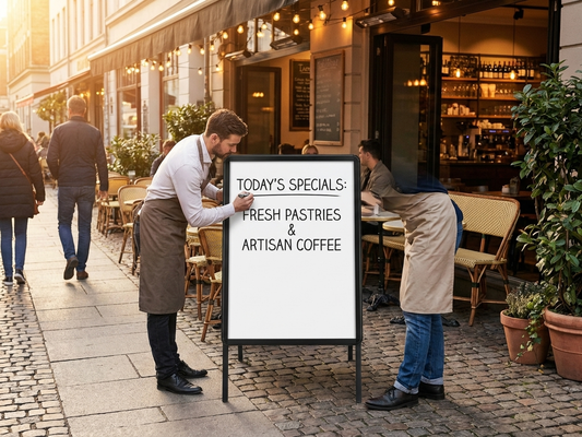 Black A-board made of zinc-aluminium alloy for commercial use