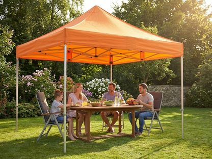 Orange pop-up gazebo with aluminium frame for outdoor events