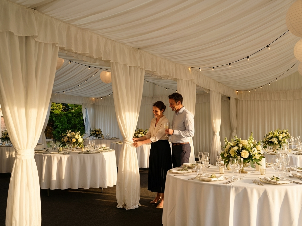 White marquee lining and curtain pack for 5x8 m marquees - view 3