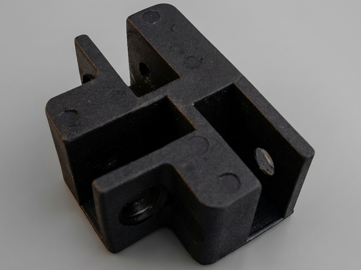 Black 3-way connector for scissor bar made from durable plastic