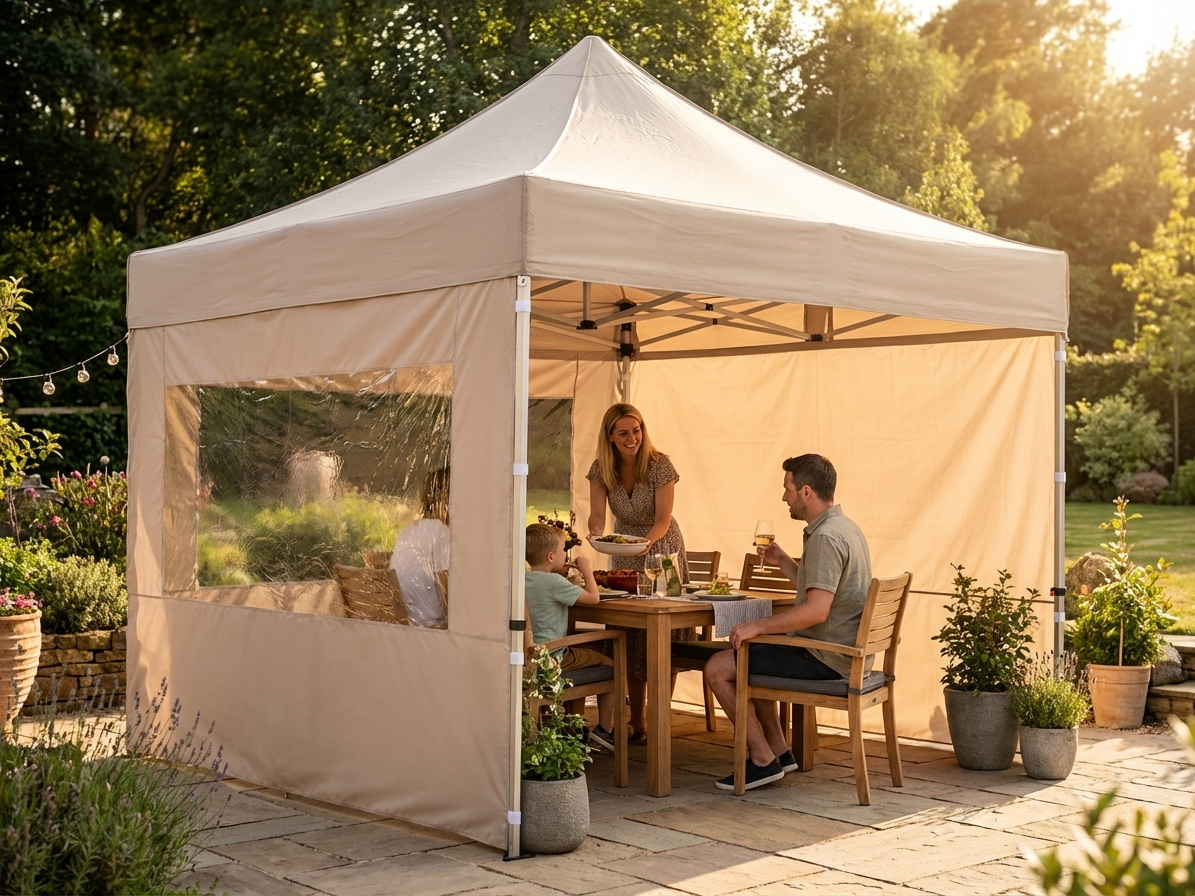 Pop up gazebo 3x3m in latte colour with steel frame for outdoor events - view 3