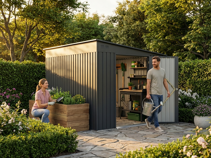 Steel Garden Shed in Anthracite for Outdoor Storage - view 3