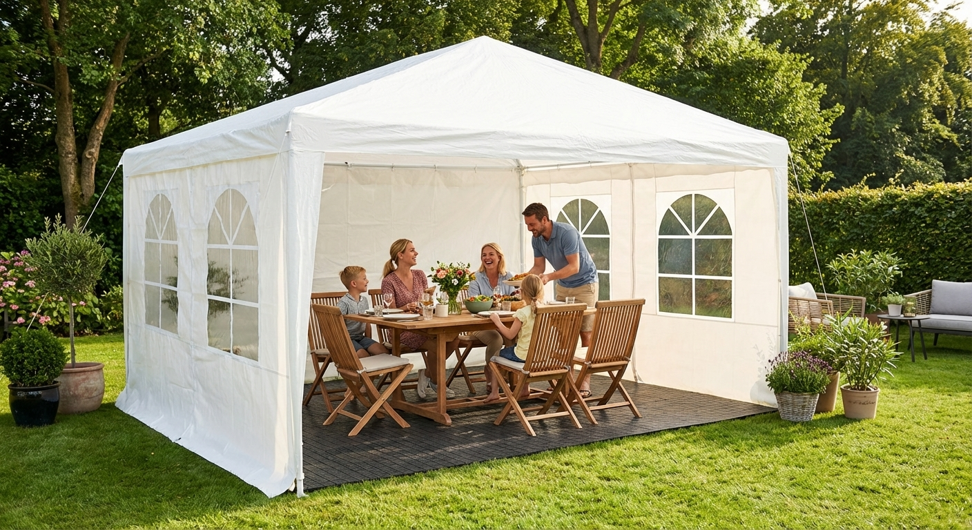 White marquee tent for outdoor events