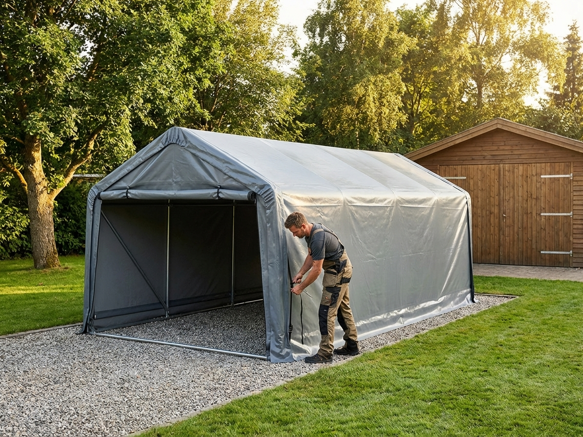 Grey PVC Roof Cover for Storage Shelter - view 3
