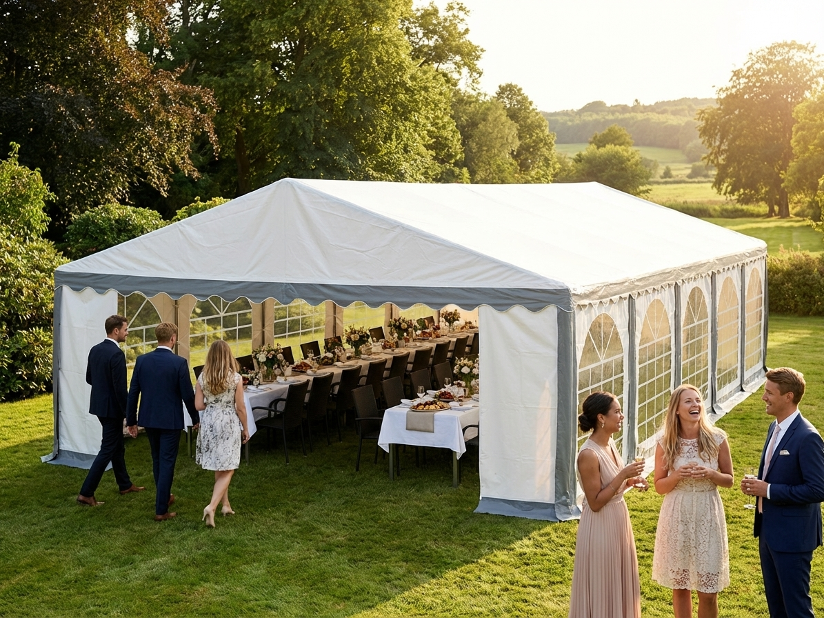 PVC Marquee 6x10m Grey/White with Galvanised Frame - view 3