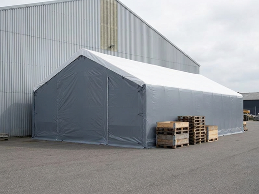 Storage Shelter 7x14m White/Grey PVC Steel for Industrial Use