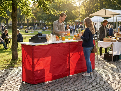 Red side panel for event shelters made of polyester with PVC backing - view 3