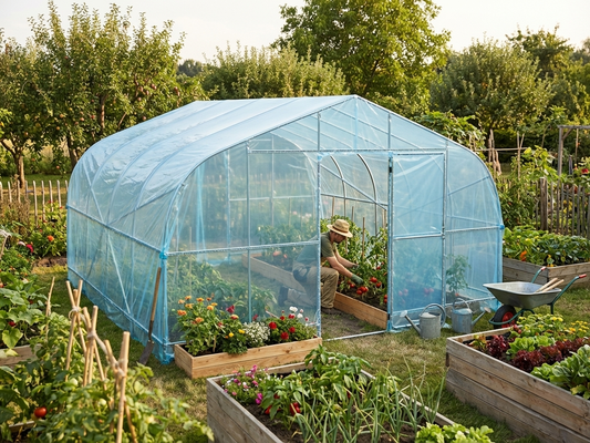 Transparent polytunnel greenhouse measuring 7.5x20x3 m
