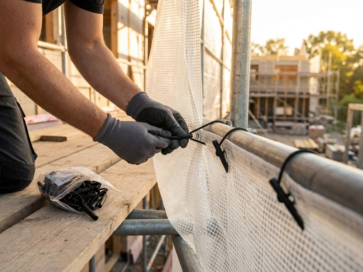 Black toggle ties for scaffold sheeting made from polypropylene