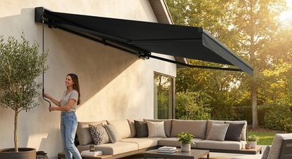Outdoor awning in black with aluminium frame, 3.95x2.5 m - view 3