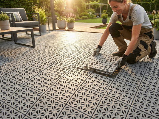 Grey plastic flooring made from high quality polyethylene - product detail