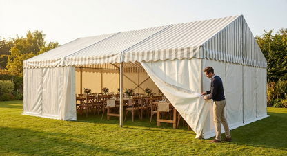 White and grey PVC marquee roof cover 4x10 m