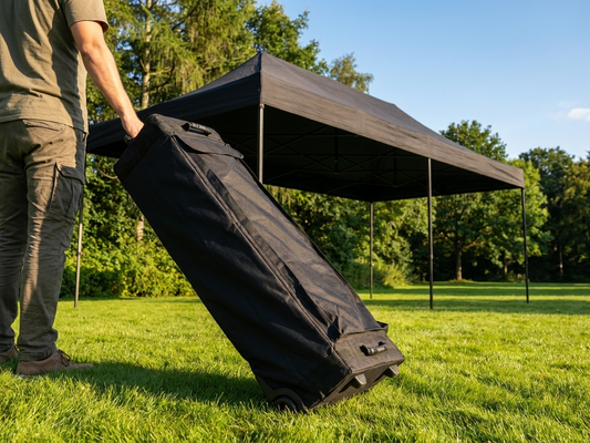 Black carry bag with wheels made from 600D Polyester - product detail