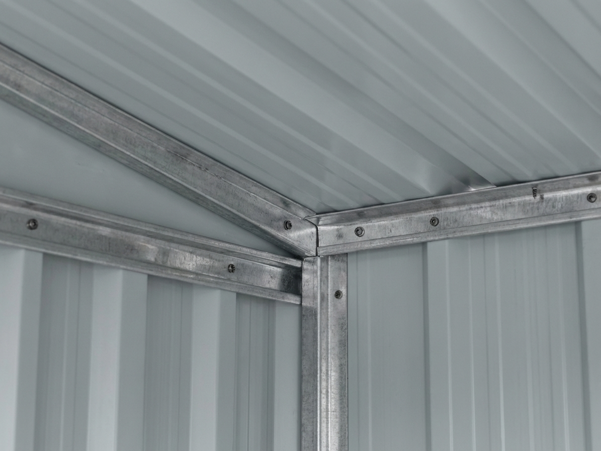 Wood storage shed in anthracite, galvanised steel