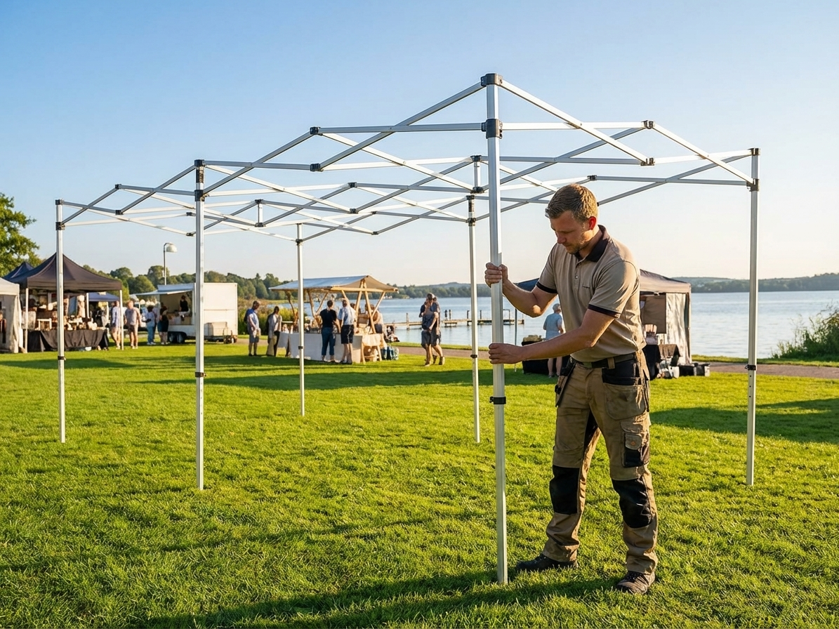 Aluminium gazebo frame in silver, adjustable for outdoor use - view 3