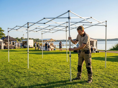 Aluminium gazebo frame in silver, adjustable for outdoor use - view 3