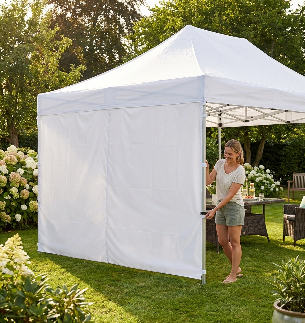 White sidewall for FleXtents, 5m, polyester with PVC backing - product detail