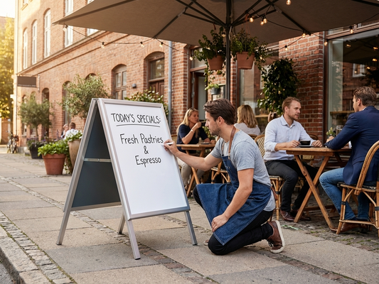 Aluminium A-board with steel frame for outdoor display