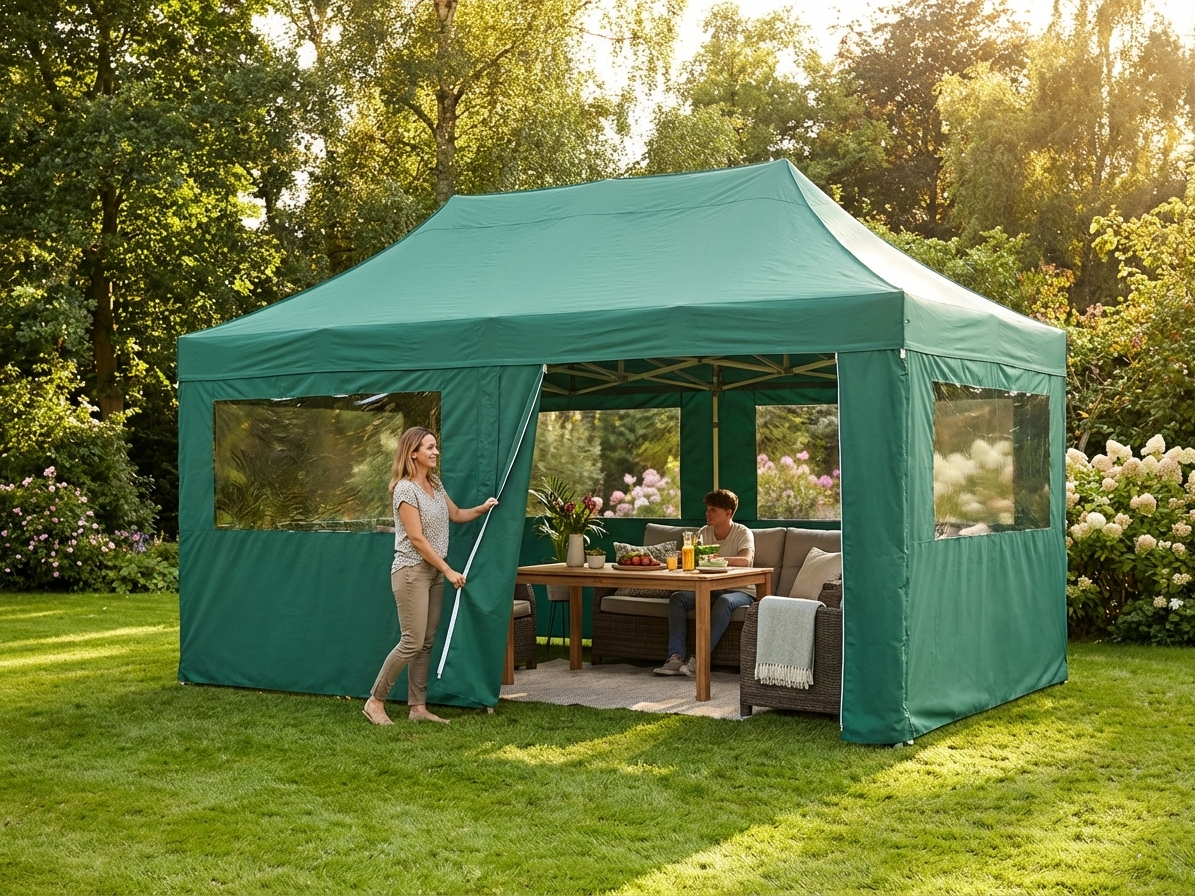 Green 4x6m gazebo sidewall kit with polyester PVC backing - view 3