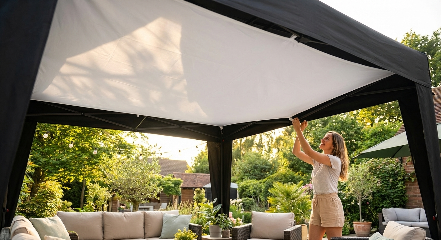 White pop-up gazebo roof lining for 3x3m frame - product detail