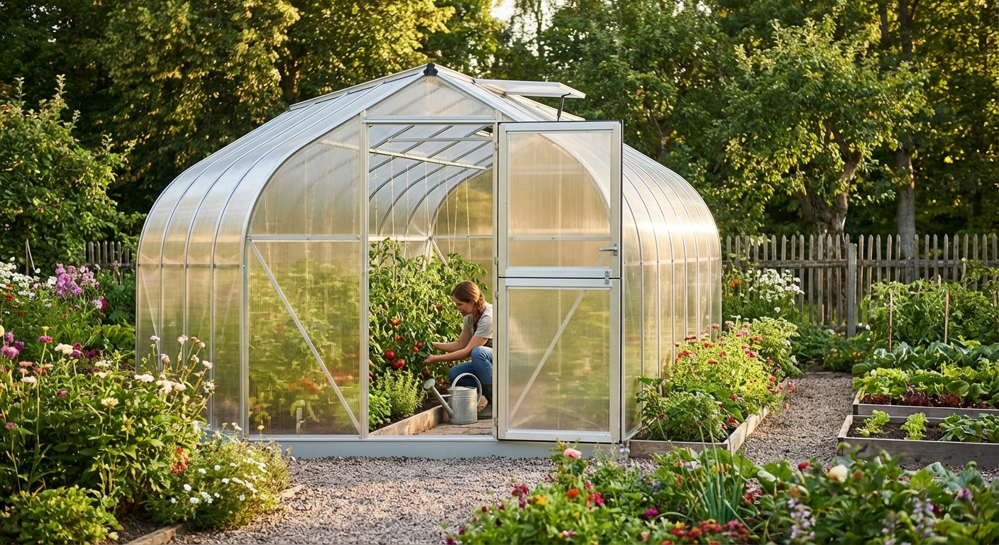 Greenhouse Polycarbonate Dome in Silver, 25 m² - view 3