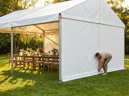 White marquee sidewalls, 6 m, polyethylene tarpaulin for outdoor events - product detail