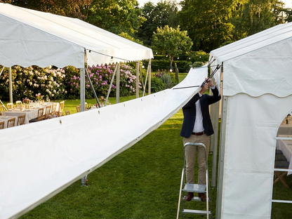 PVC raingutter for marquees, white, strong and waterproof